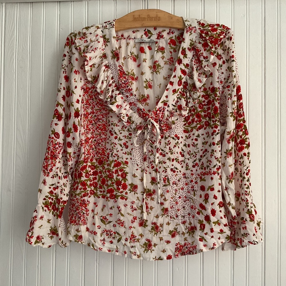 ❤️Dex Floral Blouse - Red and Green - Picture 7 of 7